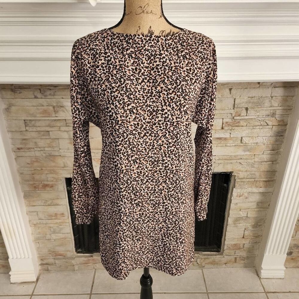 Loft long sleeve leopard Cheatah print mini bodycon dress size xxs